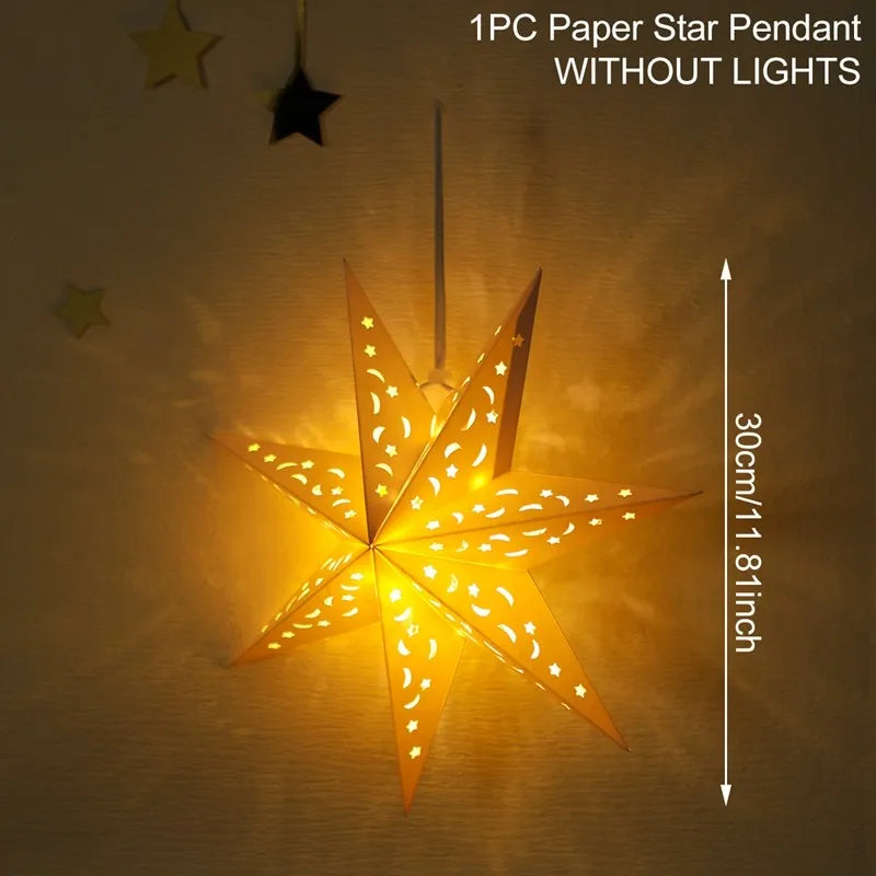 Eid Mubarak Hollow Star Pendant – Ramadan Home Decor 2025