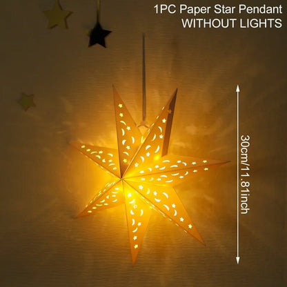 Eid Mubarak Hollow Star Pendant – Ramadan Home Decor 2025