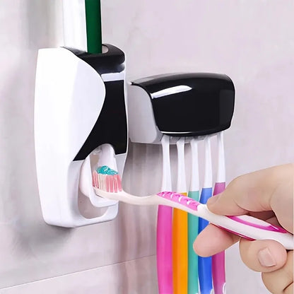 Automatic Toothpaste Dispenser & Wall-Mounted Toothbrush Holder Set - Space-Saving Bathroom Organizer