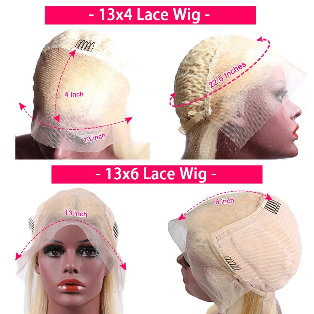 HD Transparent Blonde Straight 13x4/13x6 Lace Front Human Hair Wig - Brazilian Remy Pre-Plucked #613 Lace Frontal for Women