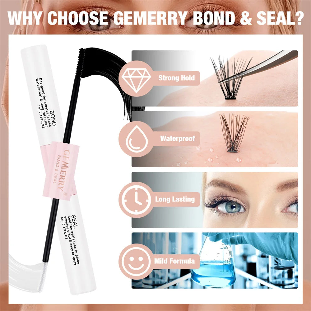 2-in-1 Lash Bond & Seal Cluster Glue – Waterproof DIY Eyelash Extension Adhesive