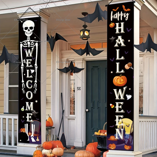 Halloween Door Curtain Banner – Pumpkin Ghost Trick or Treat Party Decorations