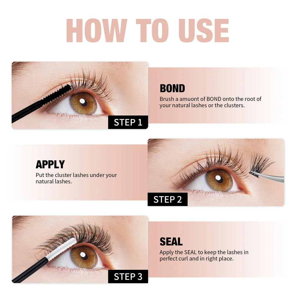 2-in-1 Lash Bond & Seal Cluster Glue – Waterproof DIY Eyelash Extension Adhesive