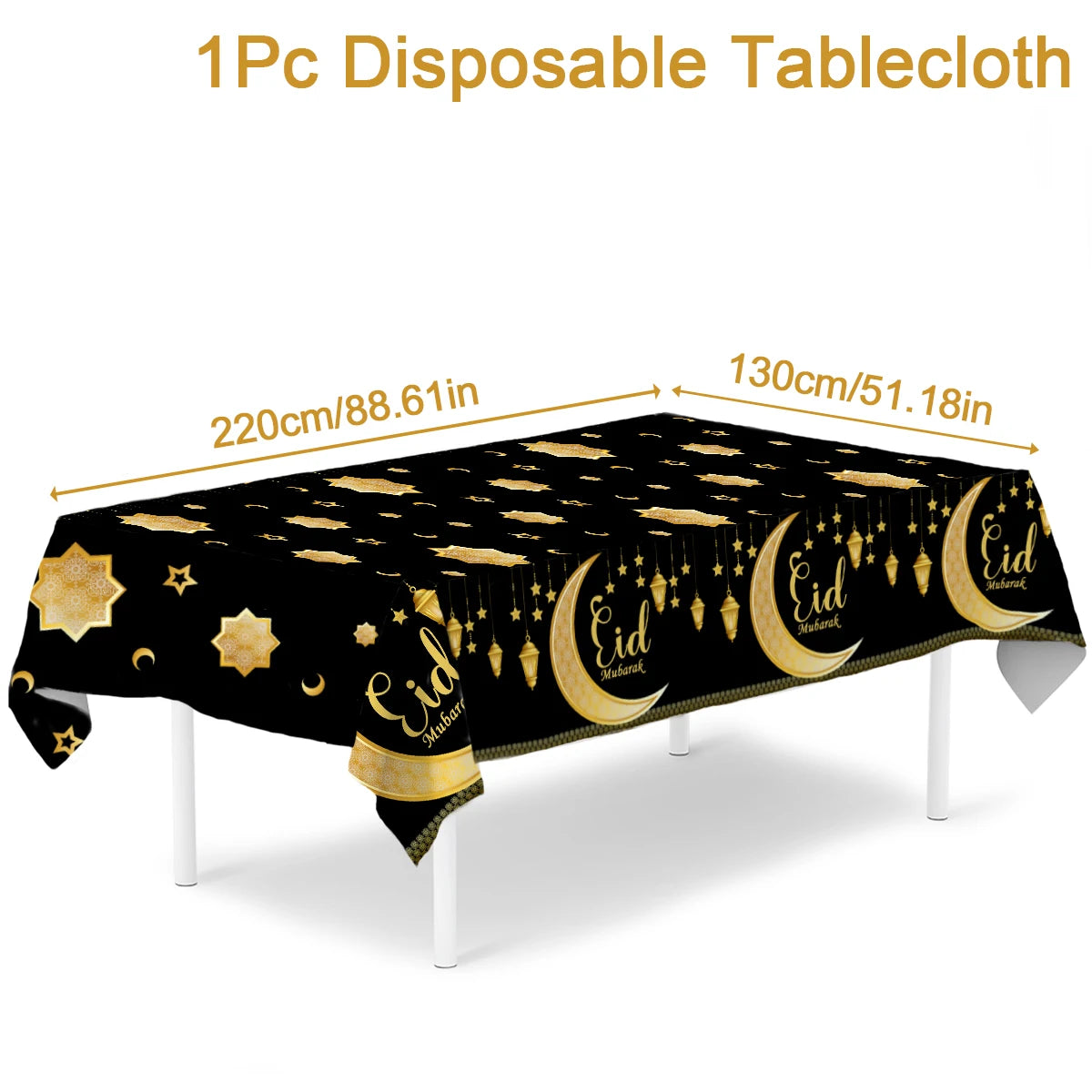 Eid Mubarak Table Runner – Ramadan Tablecloth Decoration 2025