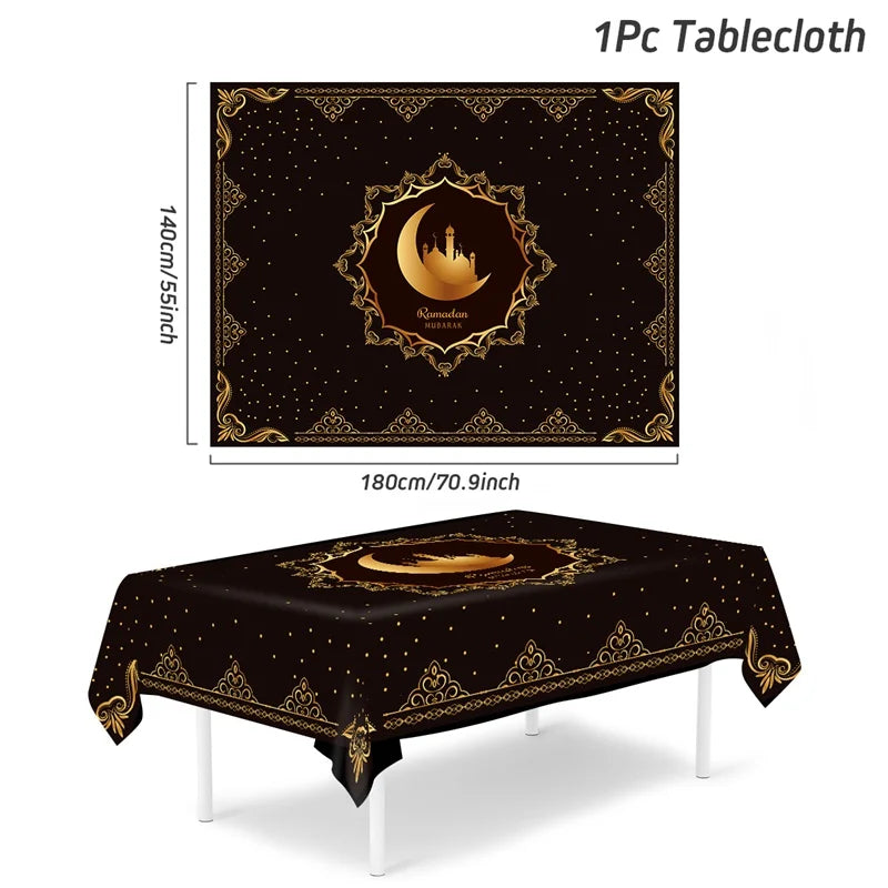 Eid Mubarak Table Runner – Ramadan Tablecloth Decoration 2025