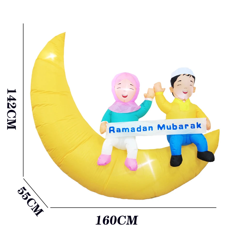 Inflatable Ramadan Couple Decor with LED Lights – Outdoor Holiday Patio Decoration