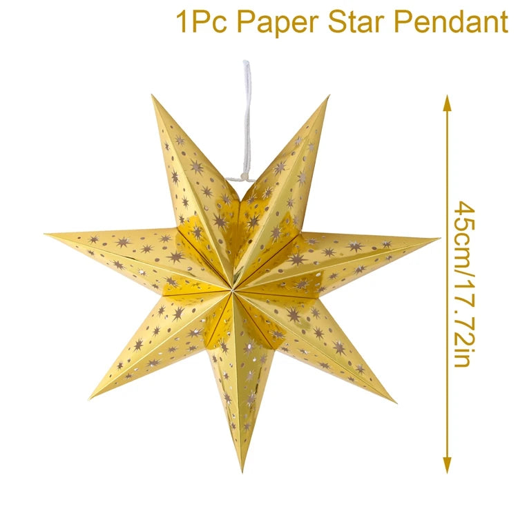 Eid Mubarak Hollow Star Pendant – Ramadan Home Decor 2025