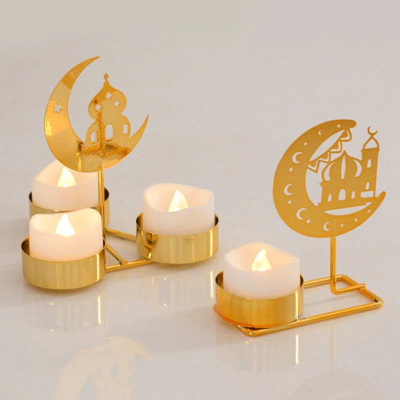 Ramadan Candle Holder 2024 – Eid Mubarak Metal Candlestick for Home Decoration
