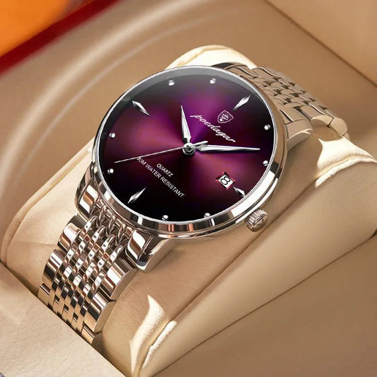 Men's Ultra-Thin Waterproof Quartz Watch – Luxury Luminous Stainless Steel Sports Watch