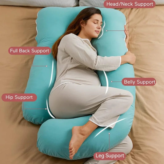 U-Shaped Maternity Pillow for Pregnant Women – Soft Waist and Abdomen Support Body Cushion