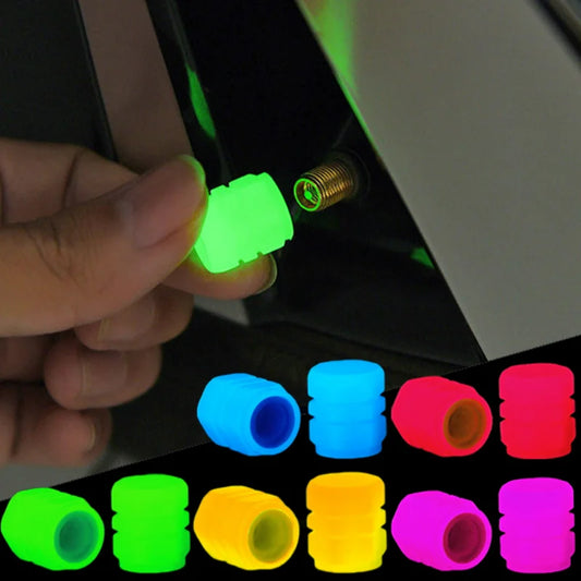 Universal Fluorescent Car Tire Valve Caps,Handmade Rhinestone Stem Covers,Illuminated Valves Nozzles,Car Accessories,4pcs