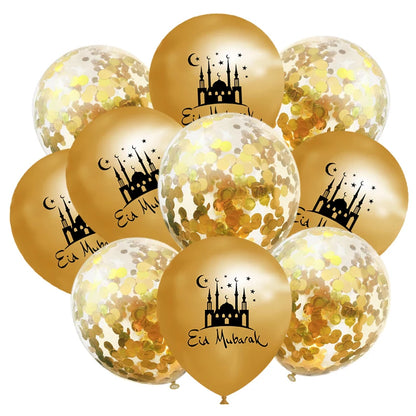 10Pcs Eid Mubarak Latex Balloons – Ramadan Kareem Decoration