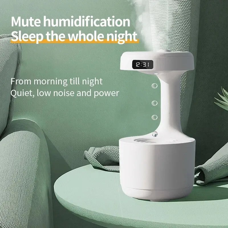 Anti-Gravity Water Droplet Air Humidifier - Ultrasonic Cool Mist Maker with LED Night Light