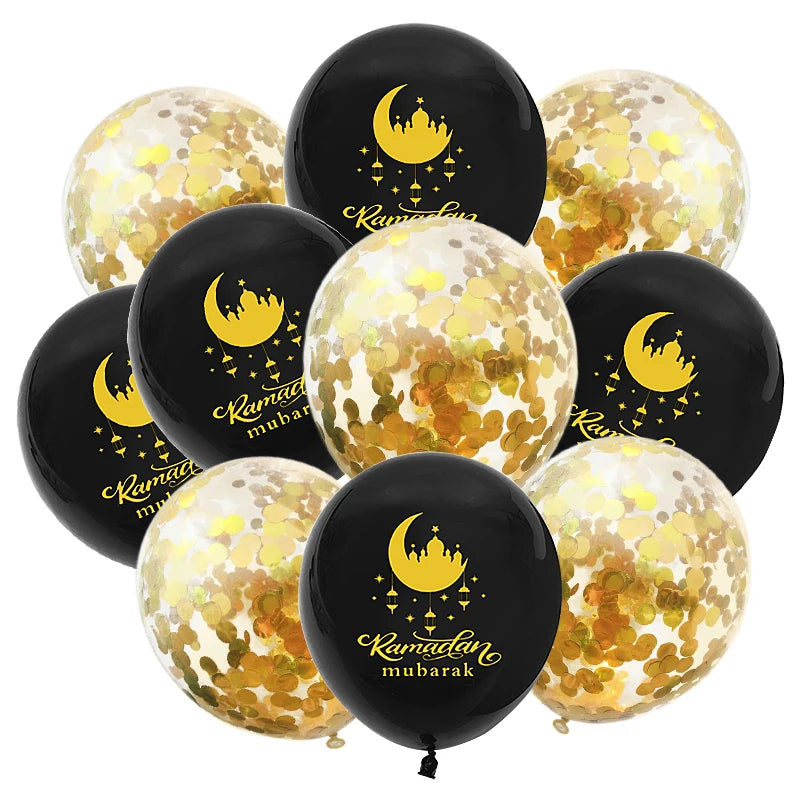 10Pcs Eid Mubarak Latex Balloons – Ramadan Kareem Decoration