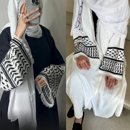 Embroidered Muslim Abaya Dubai Style – Modest Islamic Dress For Women With Tassel & Crepe Fabric
