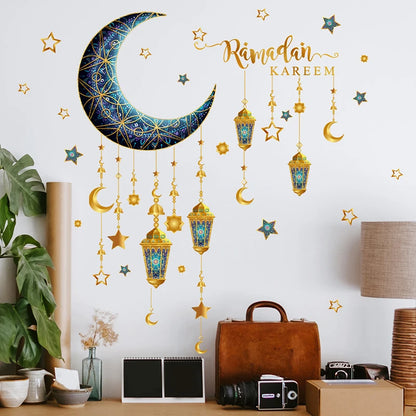 2024 Ramadan Kareem Wall Stickers – Moon & Star Eid Mubarak Decorations