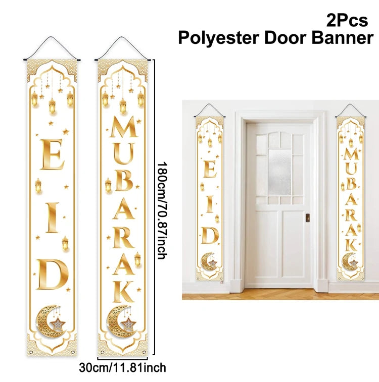 Eid Mubarak Door Banner – Ramadan Decoration 2025 for Home & Porch