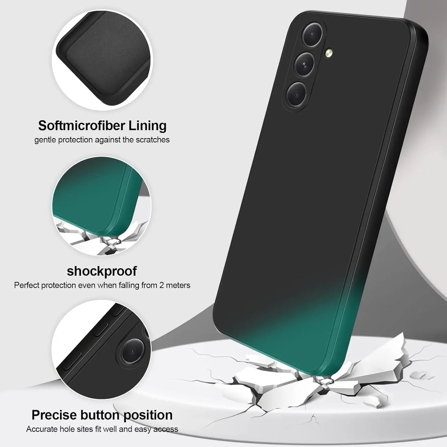 Luxury Square Silicone Case for Samsung Galaxy S24 Ultra, S23 FE, S22 Plus, A05-A55 – Slim & Flexible Black Cover