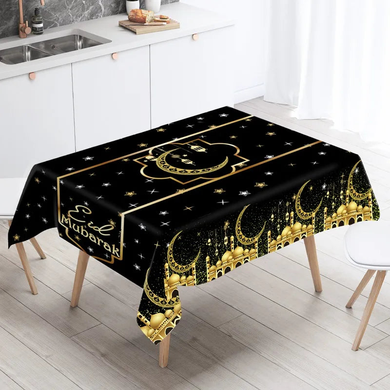 Eid Mubarak Table Runner – Ramadan Tablecloth Decoration 2025