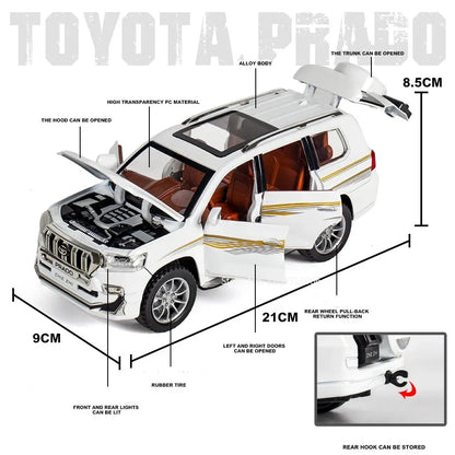 Diecast Escalade / Prado Model Car – Alloy Toy With Sound, Light, Opening Doors & Pull Back Function