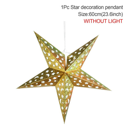 Eid Mubarak Hollow Star Pendant – Ramadan Home Decor 2025
