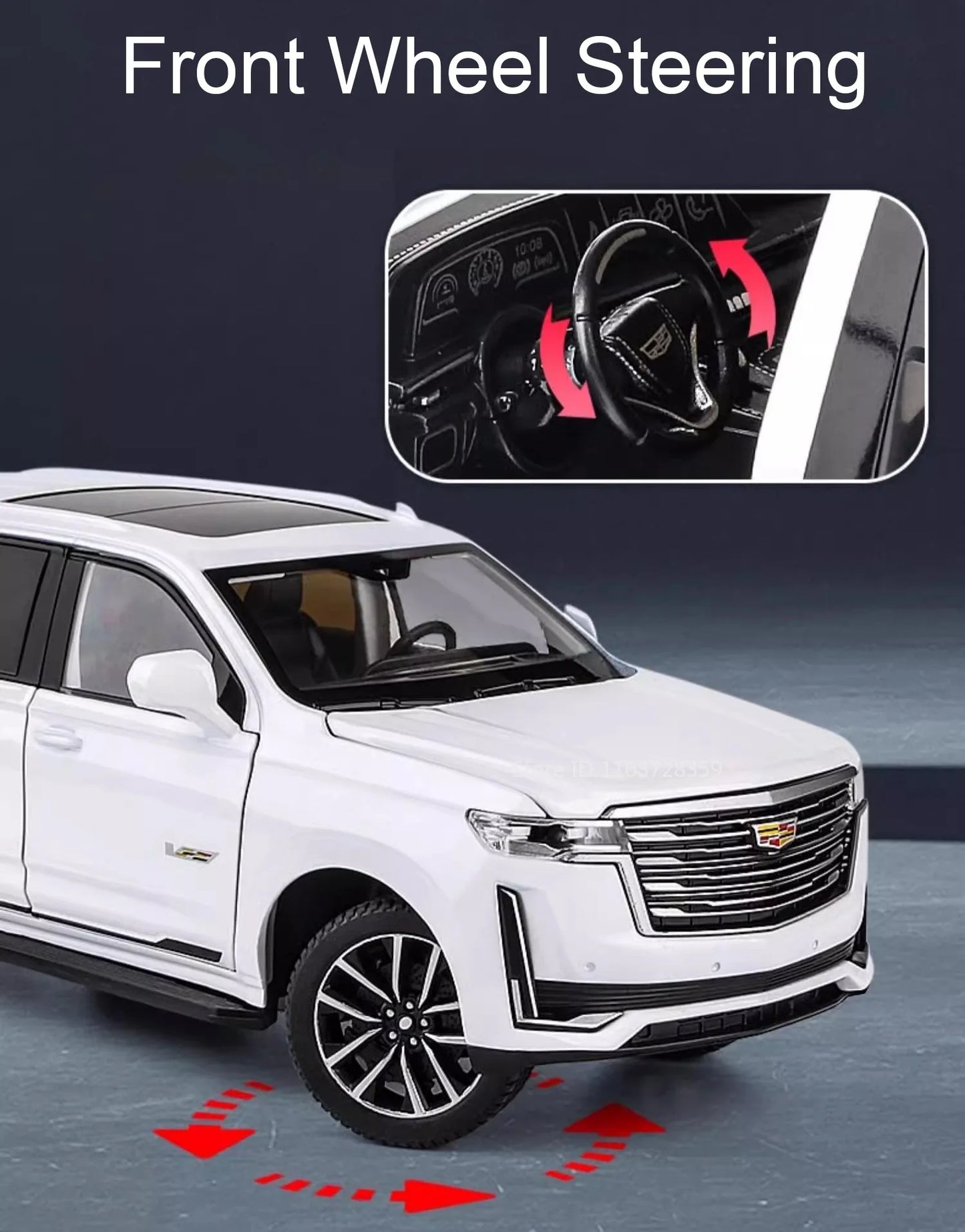 Diecast Escalade / Prado Model Car – Alloy Toy With Sound, Light, Opening Doors & Pull Back Function