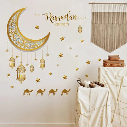 2024 Ramadan Kareem Wall Stickers – Moon & Star Eid Mubarak Decorations