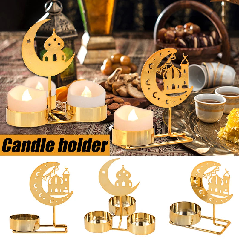 Ramadan Candle Holder 2024 – Eid Mubarak Metal Candlestick for Home Decoration