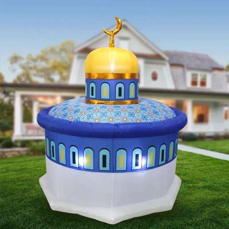 Inflatable Moon Castle Ramadan Decoration with LED Lights – Outdoor EID Mubarak Yard Prop 2024