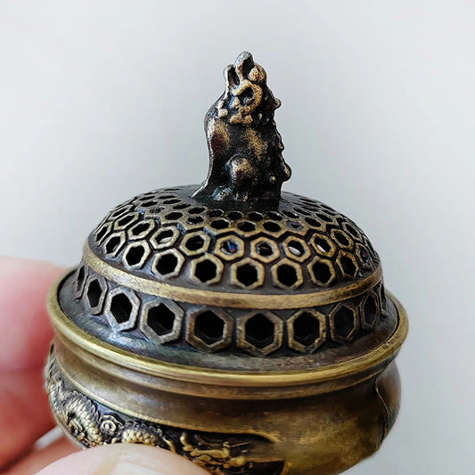 Lotus Flower Brass Incense Burner – Handmade Buddhist Incense Holder for Home & Office Decoration