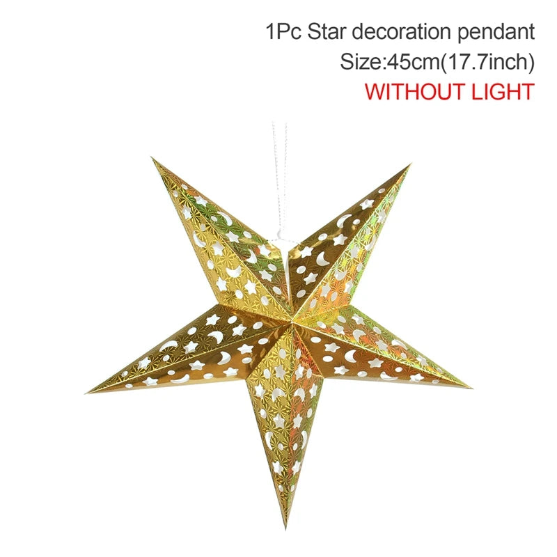 Eid Mubarak Hollow Star Pendant – Ramadan Home Decor 2025