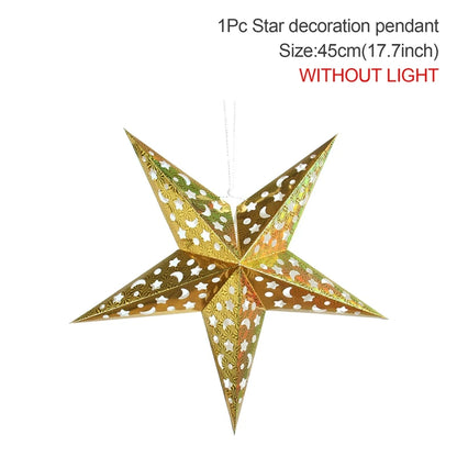 Eid Mubarak Hollow Star Pendant – Ramadan Home Decor 2025