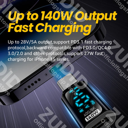 Transparent LED Display USB4.0 Type-C OTG Adapter | 40Gbps, 8K@60Hz, PD140W Fast Charging Cable for iPhone 15/14 & MacBook Pro