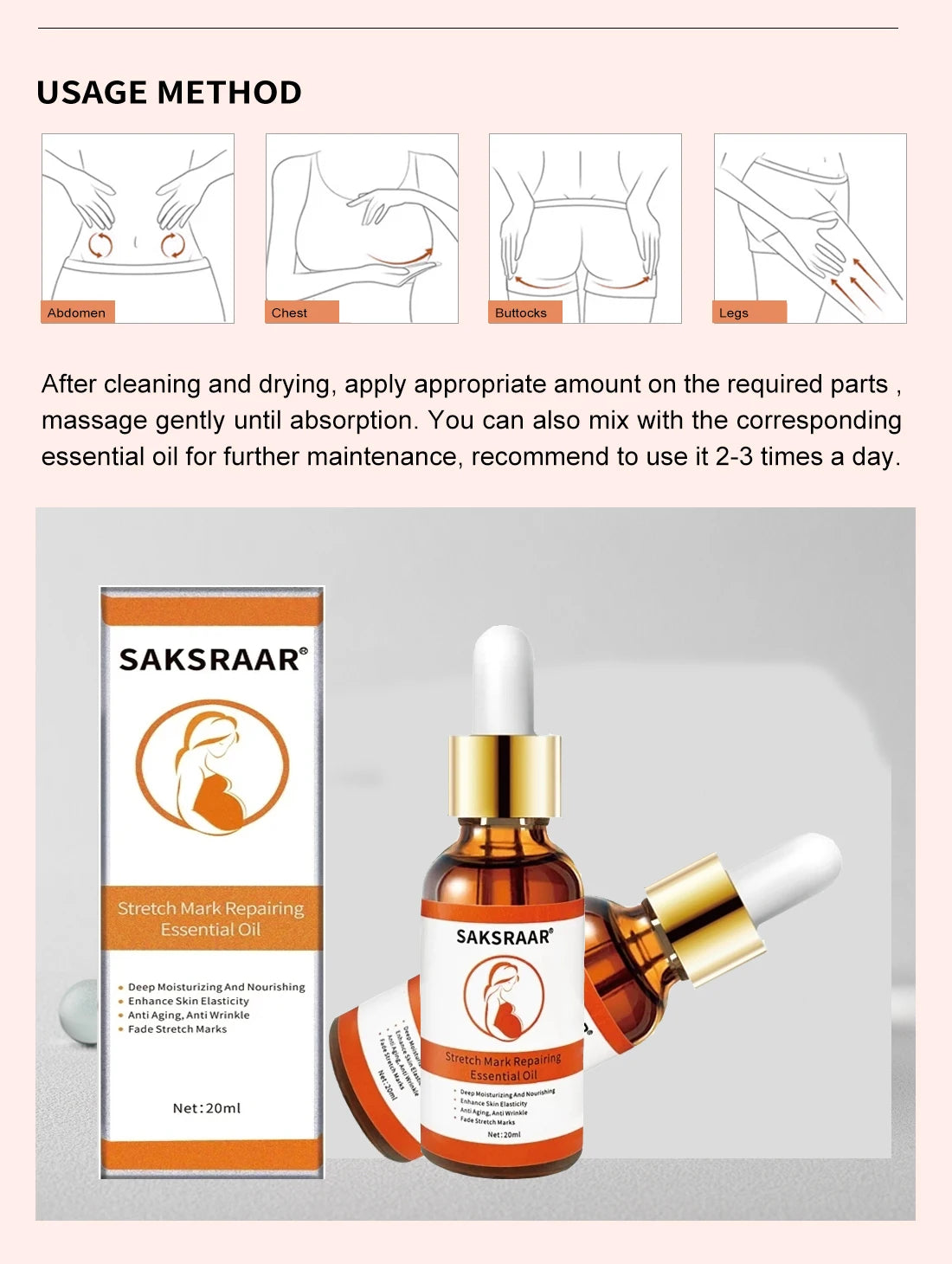Stretch Marks Desalinate Essential Oil – Skin Care Cream for Maternity and Stretch Mark Treatment (20ml)
