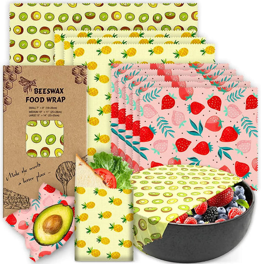 Reusable Beeswax Wraps – Eco-Friendly Organic Food Fresh Wraps for Sustainable Kitchen Storage