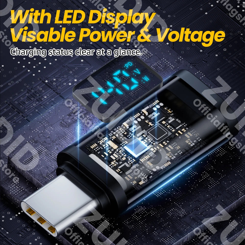 Transparent LED Display USB4.0 Type-C OTG Adapter | 40Gbps, 8K@60Hz, PD140W Fast Charging Cable for iPhone 15/14 & MacBook Pro