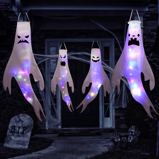 Halloween LED Light Hanging Ghost – Glowing Spooky Lamp for Indoor & Outdoor Halloween Party Decoration
