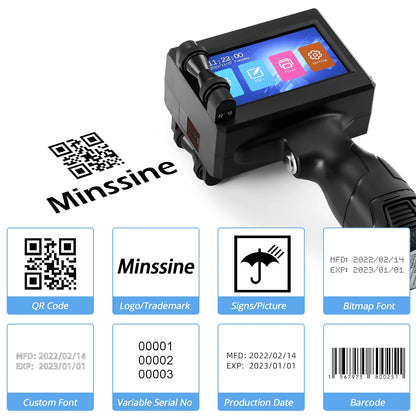 Handheld Inkjet Printer - 12.7/25.4mm QR, Barcode & Logo Coding Machine - Multi-Language, Expiry Date Printer
