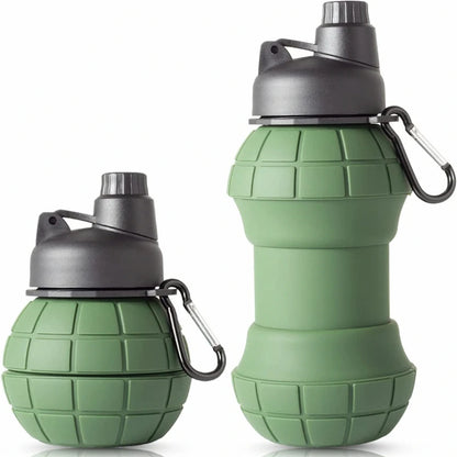 550ML Collapsible Silicone Grenade Water Bottle with Carabiner - Outdoor Sports Cup