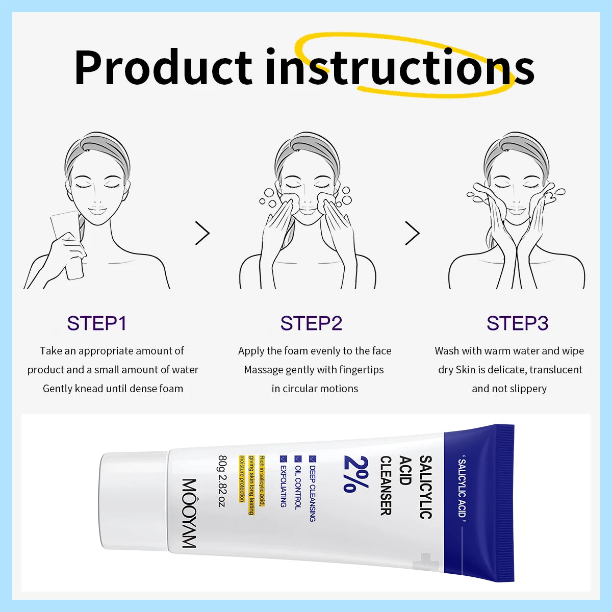 Salicylic Acid Facial Cleanser - Deep Cleaning & Moisturizing Face Wash (1/2/3pcs) - Korean Skincare