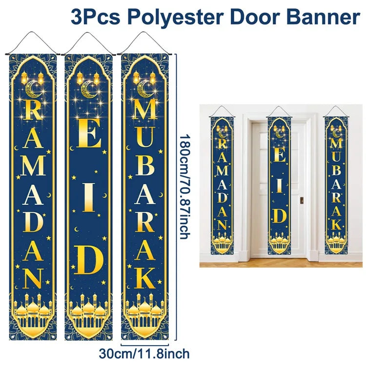 Eid Mubarak Door Banner – Ramadan Decoration 2025 for Home & Porch