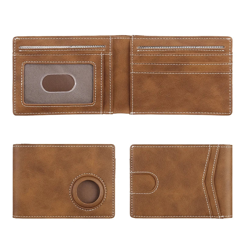 Geruola Men's Slim Rfid Blocking Carbon Fiber Wallet With Airtag Holder – Minimalist Bifold Front Pocket Card Holder