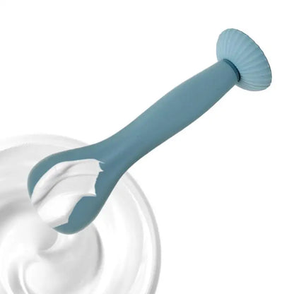 Diaper Cream Applicator Spatula – Flexible Silicone Baby Bum Brush with Suction Cup (Beige/Sky Blue)