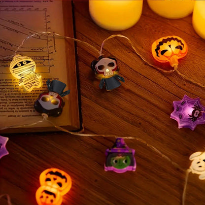 Halloween LED String Lights – Pumpkin, Ghost & Spider Web Hanging Lamp for Indoor & Outdoor Decoration