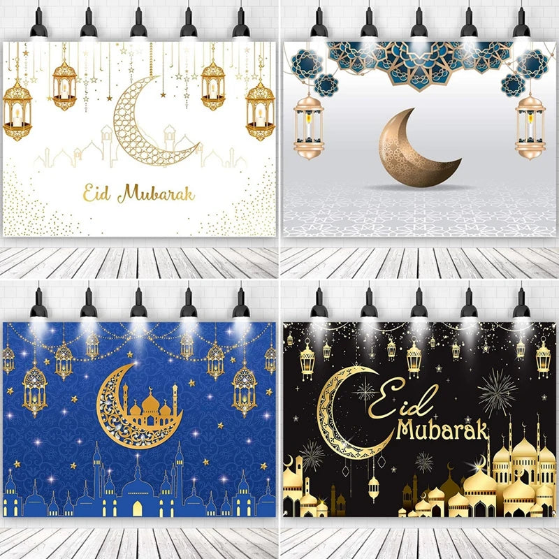 Eid Mubarak Party Backdrop – Ramadan & Eid Al Adha Islamic Home Decorations
