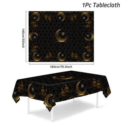 Eid Mubarak Table Runner – Ramadan Tablecloth Decoration 2025