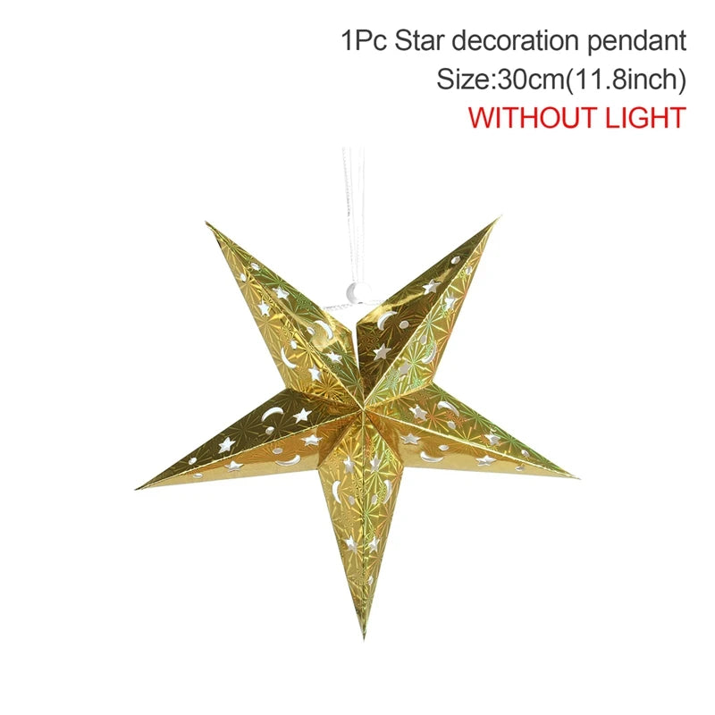 Eid Mubarak Hollow Star Pendant – Ramadan Home Decor 2025