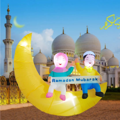 Inflatable Ramadan Couple Decor with LED Lights – Outdoor Holiday Patio Decoration
