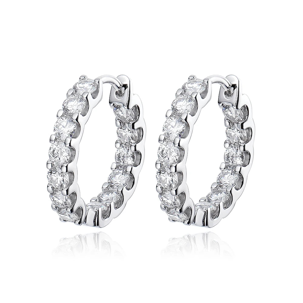 18k Plated 2.6CT Moissanite Hoop Earrings for Women – Sparkling Wedding & Party Jewelry