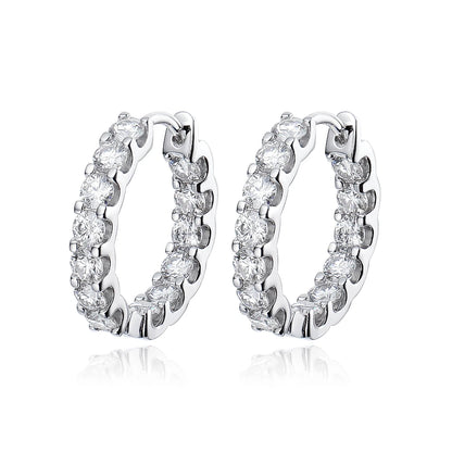 18k Plated 2.6CT Moissanite Hoop Earrings for Women – Sparkling Wedding & Party Jewelry
